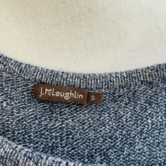 J. McLaughlin Randy Stripe Sweater Knit Scoop Neck Long Sleeve Metallic Blue S - Picture 8 of 10